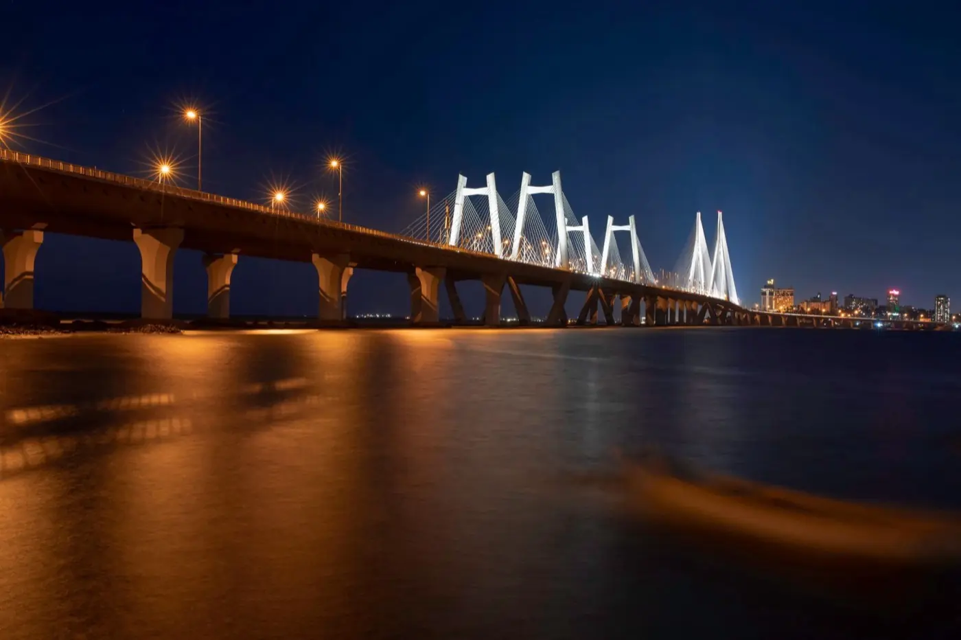 The Mumbai sea link at night